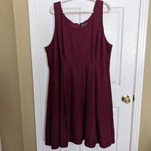 Modcloth Dresses & Skirts - Modcloth Maroon Wool Blend Sleeveless Fit & Flare Midi Dress - size 28